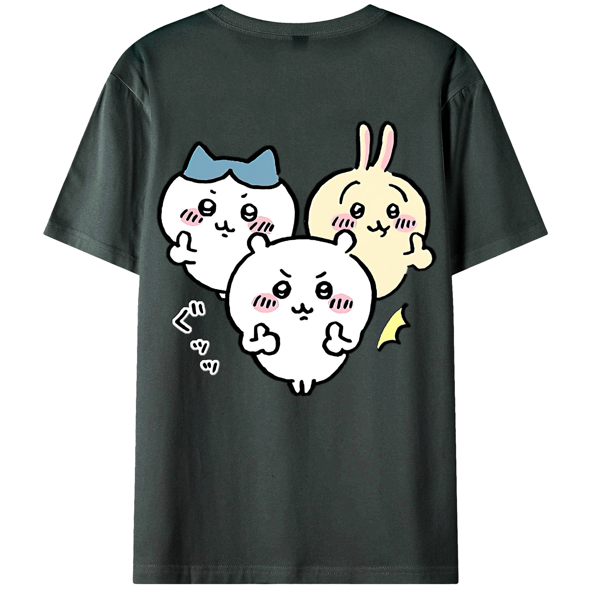 （画像用） ちいかわ うさぎ Chii-kawa usagi 綿100％ メンズ半袖Tシャツ（バックプリント） 通気性